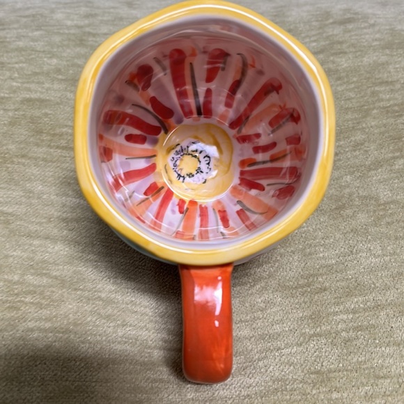 Biscuit for Anthropologie Coffee Mug or Cup 10 oz Sunflowers Pansies Colorful! - Picture 5 of 12